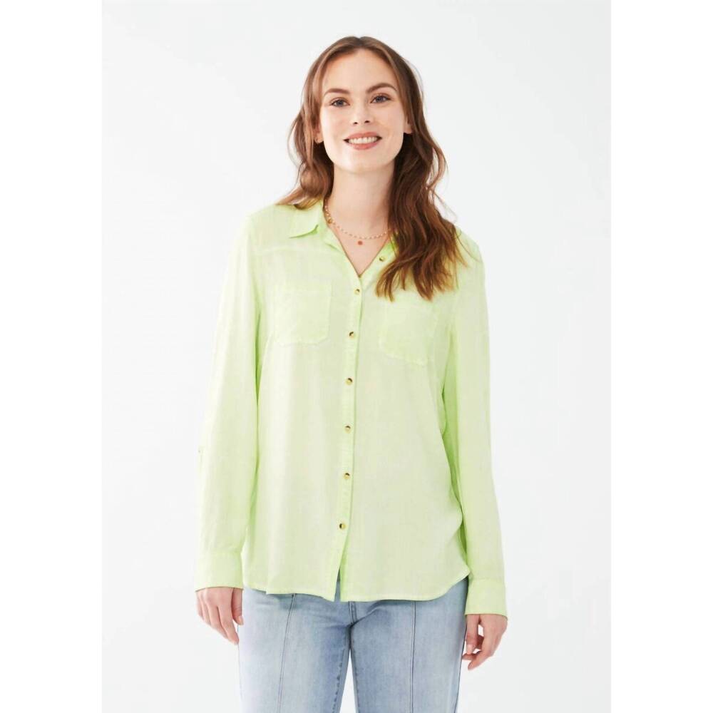 NEW FDJ long sleeve cotton gauze shirt in mojito green.